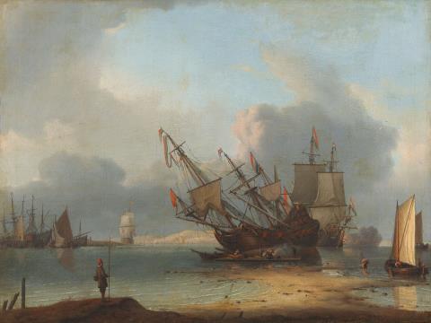 Aernout Smit - Marine with Sailing Ships