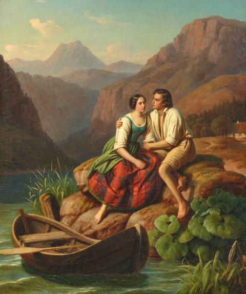 Carl Spitzweg - The fishing couple at Hintersee near Berchtesgaden