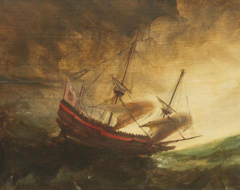Andries van Eertvelt - Segelschiff auf stürmischer See