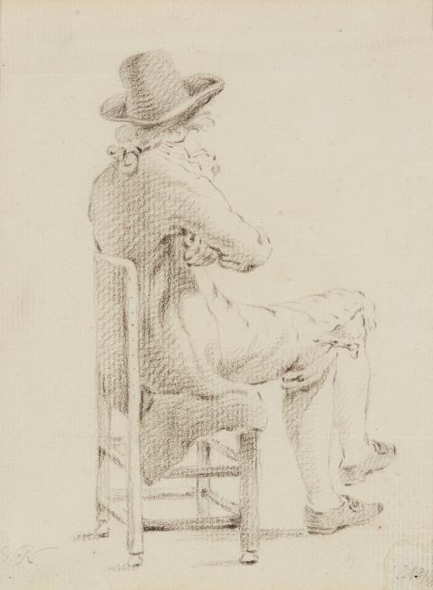 Wilhelm Alexander von Kobell - Auf einem Stuhl sitzender Mann, Rückenansicht