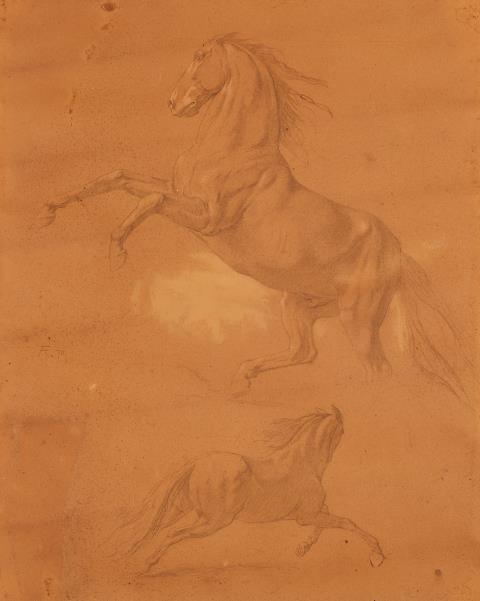 Anselm Feuerbach - Skizze mit zwei Pferdestudien