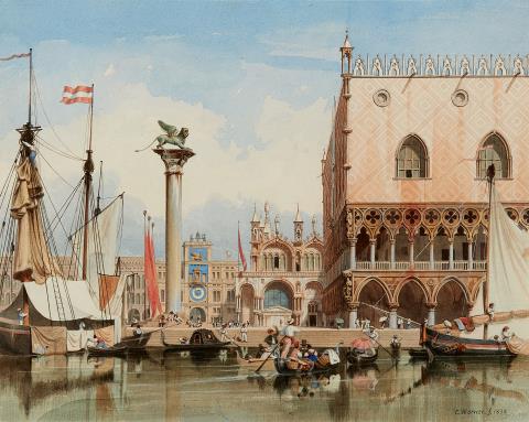 Carl Friedrich Heinrich Werner - Ansicht von Venedig mit Blick auf den Dogenpalast und die Basilica di San Marco