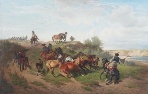 Heinrich Lang - Wildpferde in der Puszta