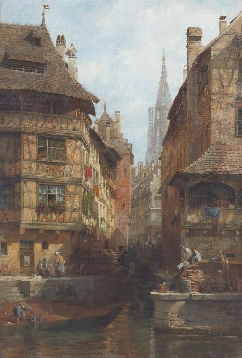 Karl Weysser - View of Strasbourg with a view of the cathedral