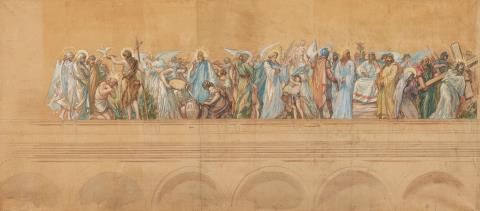 Luc Olivier Merson - Two Large-Format Designs for a Church Mural with Scenes from the Life of Christ