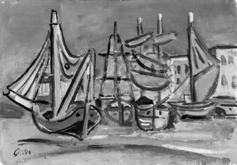 Werner Gilles - Boote im Hafen