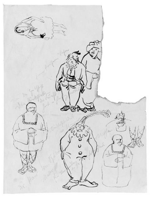 Wilhelm Morgner - Skizzen mit Karnevalsfiguren oder Karikaturen