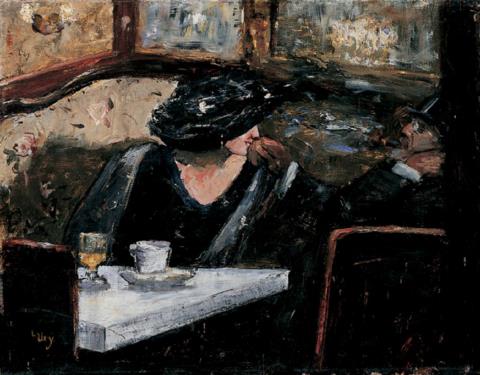 Lesser Ury - Dame und Herr in einem Kaffeehaus.
