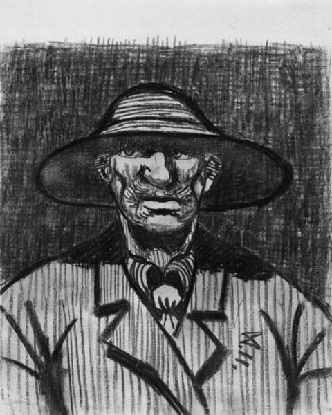 Wilhelm Morgner - Mann mit großem Hut (Selbstbildnis)