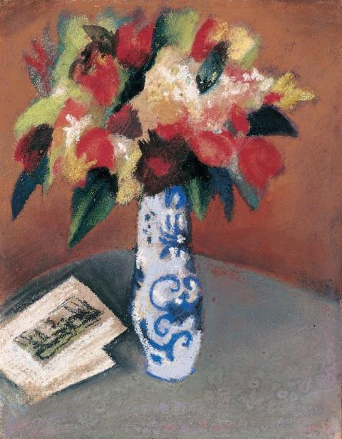 August Macke - Tulpenstrauß in blau-weißer Vase