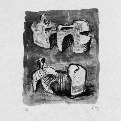 Henry Moore - Two monumental reclining figures