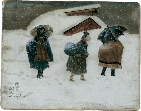 Léonard Tsuguharu Foujita - Paysage de neige, à Akita