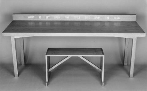 Lawrence Weiner - What is set upon the table sits upon the table
