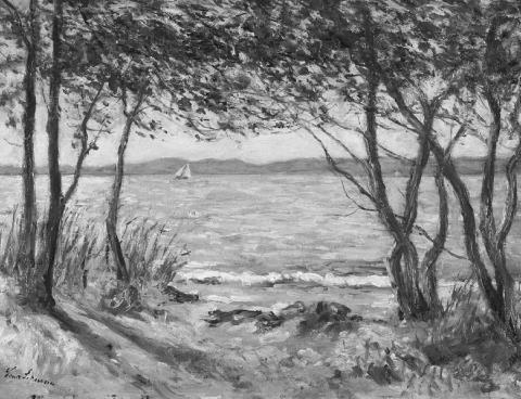 Louis Lejeune - Uferlandschaft mit Bäumen an einem See