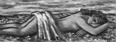Frans Masereel - Nu allongé sur la plage
