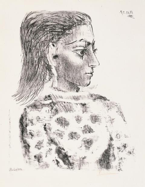 Pablo Picasso - Buste au corsage a carreaux (Jacqueline)
