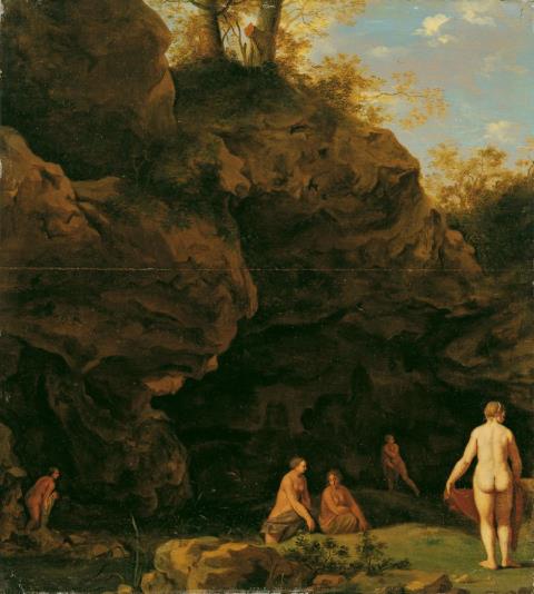 Cornelis van Poelenburgh - WALDTEICH MIT BADENDEN NYMPHEN.