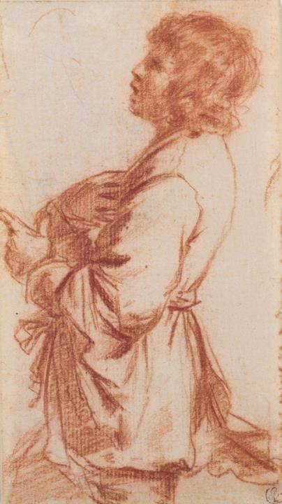 Giovanni Francesco Barbieri, called Il Guercino - JUNGER MANN, NACH LINKS BLICKEND.