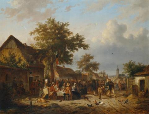 Cornelis van Leemputten - DÖRFLICHES STRASSENFEST.