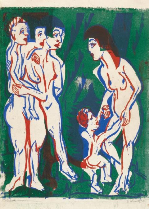 Ernst Ludwig Kirchner - Nackte Frauen mit Kindern