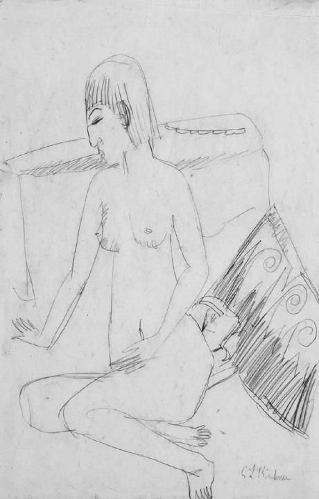 Ernst Ludwig Kirchner - Sitzender weiblicher Akt (Erna)