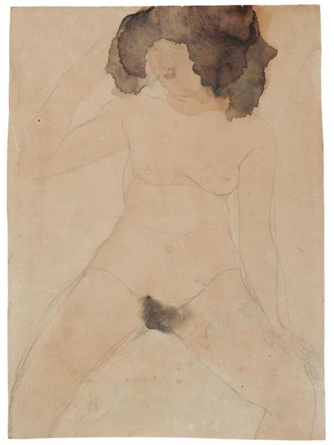 Auguste Rodin - Nu Féminin assis avec chevelure brune