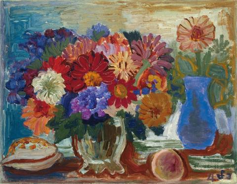 Otto Dix - Blumenstilleben mit Vasen und Muscheln