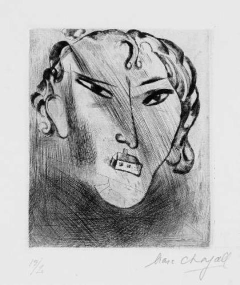 Marc Chagall - Selbstbildnis mit Haus im Gesicht