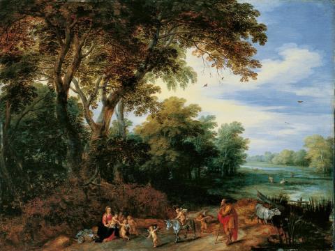 Jan Brueghel d. J. - BAUMLANDSCHAFT MIT RUHE AUF DER FLUCHT.