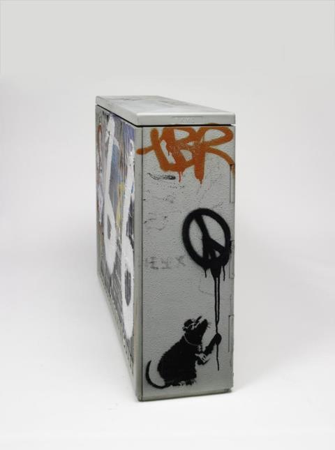  Banksy - Ohne Titel (Ratte mit Regenschirm. Ratte mit Peace-Zeichen)