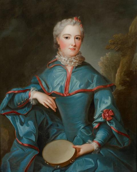 Jean Marc Nattier - PORTRAIT OF A LADY WITH A TAMBOURINE