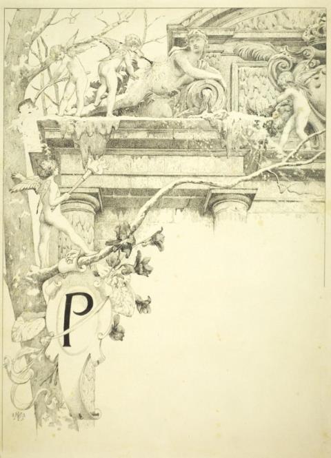 Luc Olivier Merson - DESIGN FOR A BOOK ILLUSTRATION WITH THE LETTER P