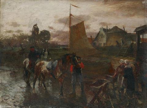 Gregor von Bochmann - LANDCAPE WITH PEASANTS AT A CANAL