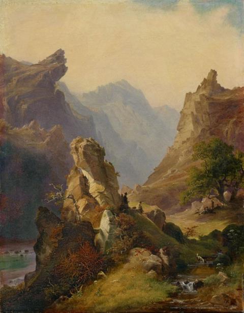  German School - RESTING WANDERERS IN THE HIGH MOUNTAINS