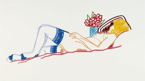 Tom Wesselmann - Nude with bouquet and stockings