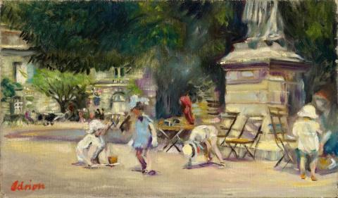 Lucien Adrion - Playing Children in the Jardin du Luxembourg