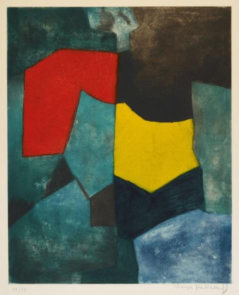Serge Poliakoff - Composition rouge, verte, jaune et bleue