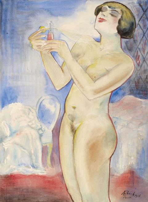 Alois Erbach - Standing Female Nude, perfuming herself