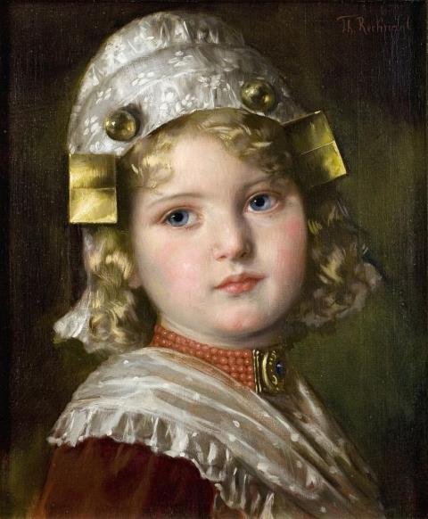 Theodor Recknagl - PORTRAIT OF A GIRL WITH WHITE CAP