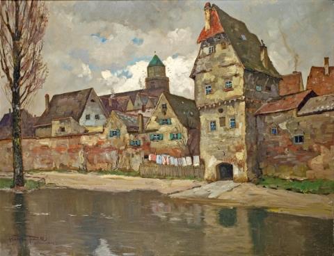 Franz Xaver Frankl - VIEW OF A TOWN AT A RIVER