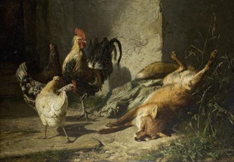 Johann Baptist Hofner - DEAD FOX AND CHICKENS