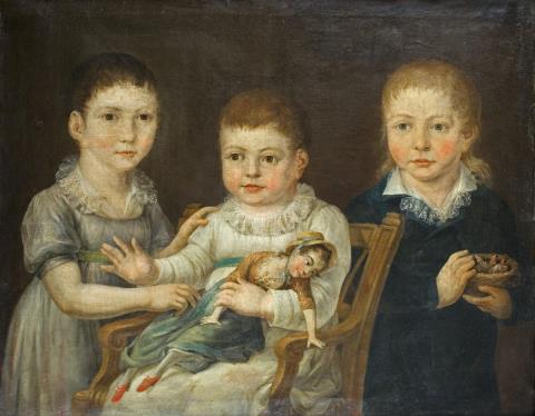  Nether - PORTRAIT OF THREE CHILDREN WITH PUPPET AND BIRD NEST