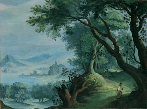 Jan Brueghel the Younger - WOODED LANDSCAPE WITH RIVER IN A VALLEY