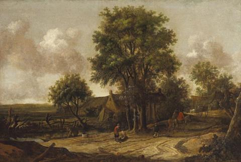 Pieter de Molijn - STREET IN A VILLAGE AT A RIVER