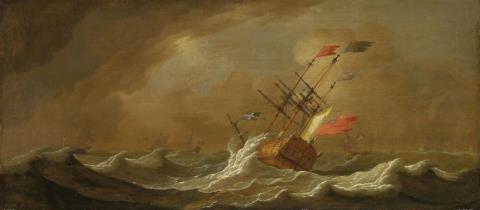 Peter Monamy - SAILING SHIPS ON STORMY SEA