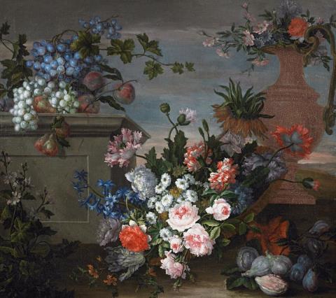 Antoine Monnoyer - STILL LIFE WITH FLOWERS AND FRUITS