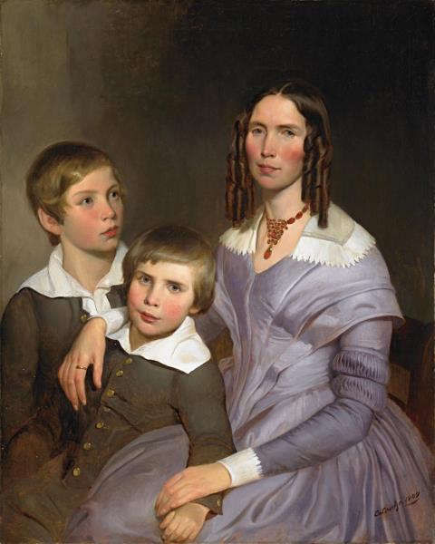 Emanuel Leutze - PORTRAIT OF A LADY WITH HER TWO SONS