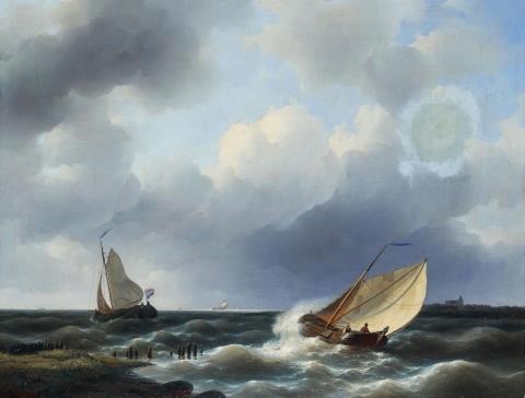 Abraham Hulk - FISHER BOATS IN A STORMY SEA