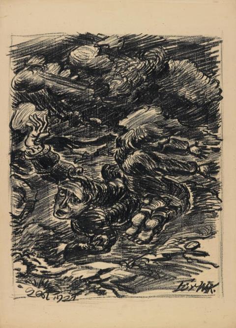 Ludwig Meidner - Zwei Ekstatiker in apokalyptischer Landschaft (Two men in ecstasies in apocalyptic landscape)
