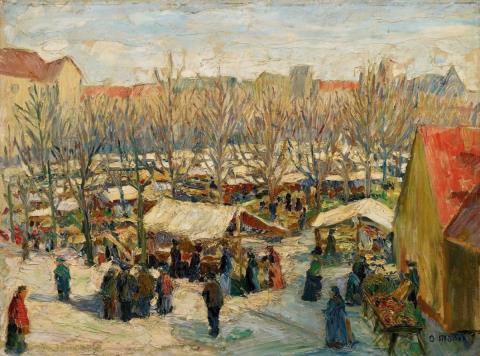 Otto Möller - Winterlicher Stadtmarkt (Town market in winter)
